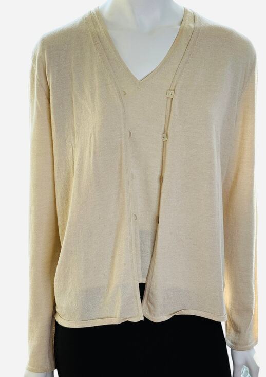 CHANEL Sweaters - Chanel Beige Cotton-Cashmere Twin Set – Size FR 46 (US 12)